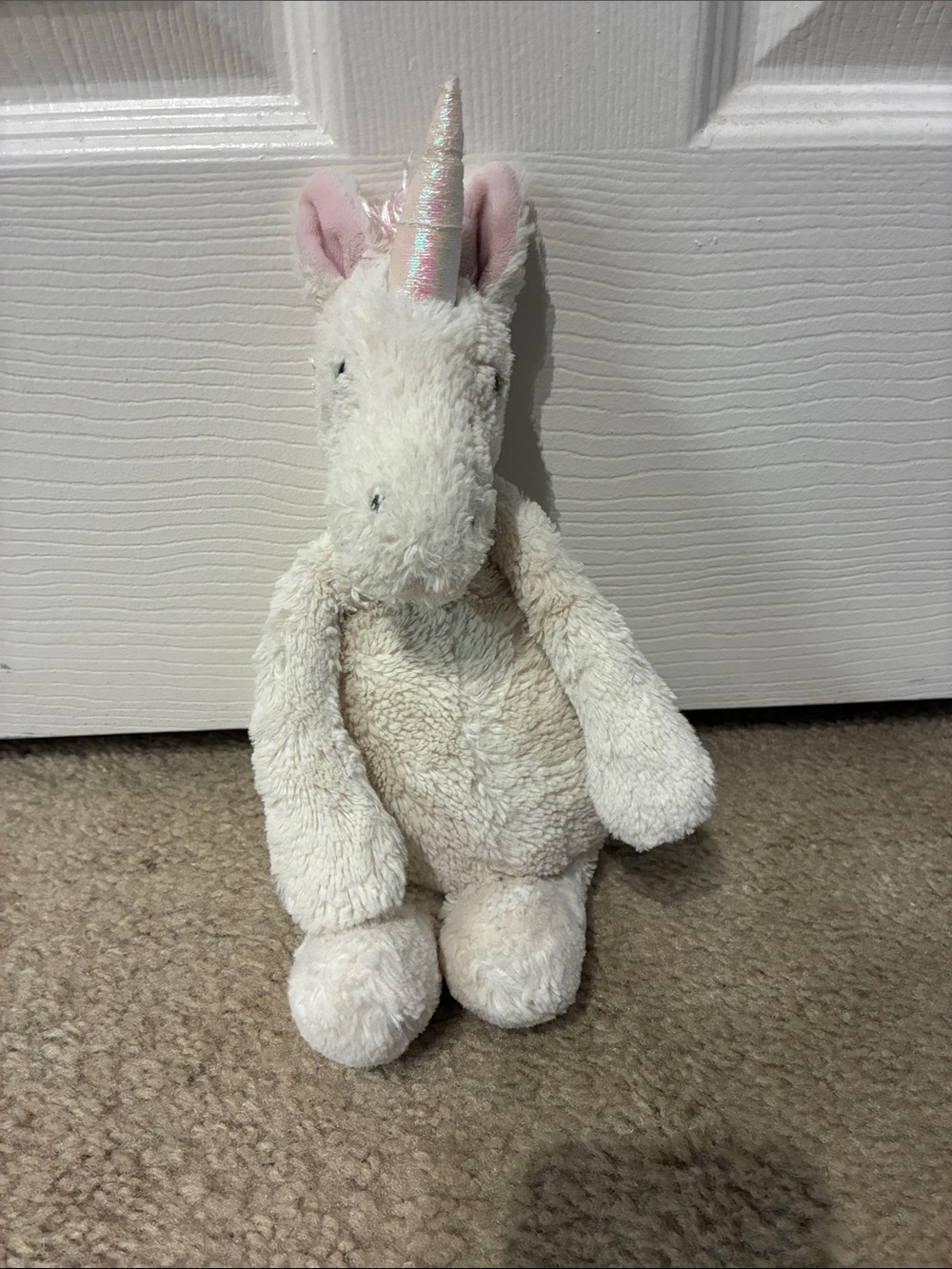 Jellycat 12 inch Bashful Unicorn with Pink Ears and Iridescent Horn